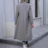 Casaco de Lã Europeu e Americano Feminino de Inverno Transfronteiriço, Casaco Longo Slim-Fit Elegante Casual com Lapela à Prova de Vento de Botão Duplo para Mulheres
