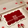 """ Tapete de Banheiro de Lama de Diatomáceas para Celebração de Casamento Tapete para Chão de Banheiro Sala de Casamento Tapete para Pé de Banheiro Tapete Antiderrapante Absorvente de Água Secagem Rápida Vermelho"""
