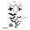 Adesivo de Tatuagem de Halloween Morcego Sombrio Aranha Preta Cobra Teia de Aranha Esqueleto Cicatriz Adesivo de Halloween