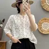 Entrega Direta da Fábrica Camisa Floral de Gaze de Algodão Dupla Camada de Verão, Camisa Casual Fashionável que Rejuvenesce, Tamanho Plus, Manga Média