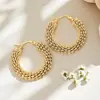 Pendientes de Aro con Cierre de Resorte de Acero Inoxidable y Oro de 18 Quilates con Diseño de Escamas de Serpiente Transfronterizo Europeo y Americano Pendientes de Bambú de Gama Alta Joyería de Oreja Estilo Fresco