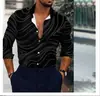 Camisa de Manga Larga de Moda Tendencia Estampado Digital 3D Nueva Primavera y Otoño Transfronteriza Aliexpress Fuente de Fábrica Estilo Coreano Corte Delgado