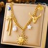 Moda transfronteriza espiral ovalada en forma de corazón colgante grande cadena de suéter cristal mariposa flor accesorios multi-elemento collar
