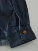 Camisa de Mezclilla Retro de Primavera para Mujer, Estilo Commuter, Cuello Solapa, Manga Larga, Holgada, Versátil, Top Azul Oscuro Lavado