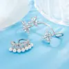 Presilhas de Orelha de Elfo Floco de Neve para Mulheres Sem Orelhas Furadas, Novo Estilo de Luxo, Design Elegante de Nicho Outono e Inverno, Ear Cuff de Pérola Imitação