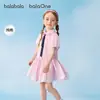 Faldas para Niñas Balabala Vestidos para Niños 2026 Nuevo Vestido de Princesa de Verano Estilo Preppy Dulces Mangas Abullonadas