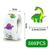 500 Hojas/Rollo Compra Directa Transfronteriza Dinosaurio Pegatinas de Rollo de Recompensa Material para Diario de Amazon Decoración Pegatinas de Sellado Lindas