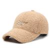 Gorra de béisbol de lana de cordero para otoño e invierno, nueva gorra deportiva de moda para exteriores con bordado de letras coreanas, cálida y fría