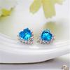 Pendientes de cristal azul con forma de corazón oceánico para mujer, joyería coreana, pendientes de diamantes azules chapados en plata con temperamento, venta al por mayor