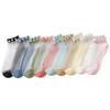 Calcetines de cristal para mujer, populares en línea, estilo coreano, finos y transparentes, calcetines de perlas para mujer, medias de red invisibles con encaje.