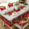 Exclusivo transfronteiriço, toalha de mesa de Natal de alta demanda com estampas de bico-de-papagaio e sinos em alta definição, perfeita para decorações de mesa festivas, disponível para compra no atacado
