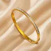 Pulsera de Acero de Titanio para Niñas Gama Alta Nicho Concha Incrustada con Diamantes No se Desvanece Exquisita Generosa Estilo Ins Pulsera de Acero Inoxidable