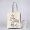 Bolsa de Lienzo para Graffiti Hecha a Mano para Padres e Hijos Bolsa de Lienzo Pintada a Mano DIY para Niños Bolsa de Tela al por Mayor Bolsa para Colorear Impresión de Logotipo