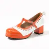 Zapatos de Tanga en Forma de T con Bloques de Color de Nuevo Estilo 2026, Zapatos de Una Sola Piel Poco Profundos con Punta Redonda, Zapatos de Tacón Medio Grueso para Mujer, Tallas Grandes 40-50