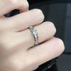 Anillo abierto de circonita con diseño simple de nicho, estilo coreano, estilo frío, estilo francés de alta gama, para mujer.