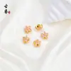 Cuentas Sueltas Chapadas en Cobre con Cloisonné de 18K, Cuentas Espaciadoras de Pétalos Esmaltadas Azul Quemado, Accesorios para Joyería de Goteo de Esmalte para Pulseras DIY