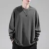 Top de Treino Masculino Esportivo de Manga Longa com Gola Redonda, Modelo Largo, para Fitness, Basquete, Corrida na Primavera e Outono