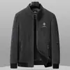 Jaqueta masculina de lã com pele de carneiro, estilo business casual, espessada para aquecimento, adequada para outono e inverno, projetada para homens de meia-idade e também uma ótima opção para pais.