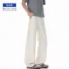 Pantalones deportivos largos para hombre (190 cm), de pierna curva extendida, estilo streetwear casual americano, estilo coreano, deportivos, de pierna ancha acampanada para adolescentes