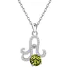 Collar Transfronterizo Europeo y Americano de Plata de Ley S925 Flor de Lirio del Amazonas Doce Piedras de Nacimiento Colgante Elegante Versátil Cadena para la Clavícula