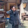Colete feminino plus size, estilo coreano, solto e versátil, colete de algodão com enchimento, casaco curto de outer wear