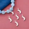 Prata de Lei S925 Galvanoplastia de Precisão Pingente de Lua com Diamante Sólido Material para Pulseira de Cristal DIY Colar Acessórios Prateados