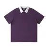 Nuevo Estilo Primavera y Verano 220g Algodón Fresco Camisa Polo de Manga Corta con Bloques de Color en el Cuello para Hombre, Camiseta Casual Holgada Estilo Universitario Japonés para Mujer