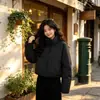 Novedad Otoño/Invierno 2026 Estilo Piel Cuello Alto Corta Chaqueta de Algodón para Mujer Moda Coreana Casual Abrigo Cálido para Personas Petitas