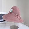 Sombrero de Sol de Paja para Mujer con Ala Extra Grande y Lazo Tejido de Papiro Nuevo Coreano 2025 al Por Mayor