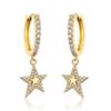 RAKOL Aretes de Moda Populares con Diseño de Nicho Europeo y Americano, Aretes Estrella Luna, Aretes Geométricos Transfronterizos de Zirconia