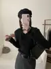 26 Ropa de Mujer de Principios de Primavera Suéter de Lana Puyuan de Moda Versátil Pura Deseo Malla con Lazo Suéter Tejido 100% Lana