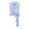 Z Estilo Europeu Transfronteiriço 2026 Nova Moda Temperamento Elegante Feminino Atacado Sexy Hot Girl Top com Textura de Cetim de Seda 3227701