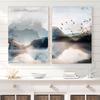 Nueva pintura china de paisaje a tinta atmósfera de paisaje decoración de sala de estar dormitorio núcleo de pintura colgante marco de aleación de aluminio ps