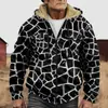 Chaqueta de Algodón Gruesa con Forro Polar, Estilo Étnico, Doble Bolsillo, Doble Capa Interior, Cremallera y Bolsillos de Parche, Patrón Transfronterizo 2025, para Abrigo