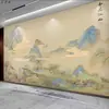 Novo Estilo Chinês Pintura Paisagística a Tinta Papel de Parede de Fundo de TV Sala de Estar Sofá Quarto Sala de Chá Revestimento de Parede Revestimento de Parede Qianli Jiangshan