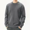 Outono e Inverno 2026 Novo Suéter de Lã de Cor Sólida com Gola Redonda para Comércio Exterior Transfronteiriço Suéter Pulôver Estilo Americano Masculino Malha Básica