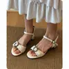 Primeiro Encontro com as Sandálias de Estilo Francês para Mulheres, Sapatos de Salto Alto da Moda para o Verão, Saltos Grosso para Combinar com Saias, Sandálias Romanas de Uma Tira