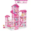 2024 Transfronteiriço Montado DIY Luminoso Grande Villa Brinquedo Princesa Grande Castelo 4 Andares 5 Andares Casa de Bonecas Montada Crianças