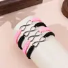 Pulseira Trançada Símbolo do Infinito em Forma de 8 Estilo Ins Design de Nicho Conjunto de Pulseiras para Casal Homens e Mulheres Pulseira Ajustável Tendência