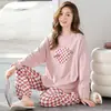 Comércio Exterior Pijamas Transfronteiriços para Meninas Primavera, Outono e Inverno Manga Longa Gola Redonda Confortável e Amigo da Pele Desenho Animado Conjunto de Roupas para Casa Dropshipping