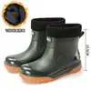 Novo Estilo Botas de Chuva Impermeáveis de Cano Curto para Homem Moda Espessadas Antiderrapantes Resistentes ao Desgaste Botas de Chuva Quentes para Adulto Botas de Água para Exterior