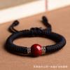 Pulsera de cinabrio de plata Xizang de estilo chino Pulsera de cuerda roja gruesa para hombre Joyería tejida a mano Pulsera para pareja