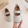 Zapatos Estilo Chanel para Niñas Primavera 2025 Nuevos Zapatos de Cuero Plateados Estilo Coreano para Niños Zapatos Planos Plisados Estilo Occidental