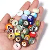 Cuentas de ábaco de cerámica vidriada en color con agujero grande, cuentas de rueda de cerámica de alta temperatura de colores vintage, accesorios para joyería de cuentas hechos a mano para DIY