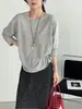 Camiseta de Manga Larga Protectora del Sol de Lyocell Holgada con Nudo Estilo Coreano para Mujer, Top Holgado Delgado sin Espalda de Verano G8923