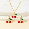 Brincos Colar Conjunto de Joias Série de Frutas Morango Cereja Pingentes de Gota Moda Doce Atacado