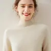 Suéter de punto grueso para mujer 2026, cuello alto medio de cachemira, color liso, hombro raglán, suelto, casual, otoño, invierno