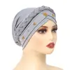Aliexpress/Wish/Amazon Estilo Europeo y Americano Color Sólido Hilo Único Perla Dorada Sombrero de Látigo Pañuelo para la Cabeza Sombrero