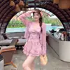 2026 Nuevo Estilo Estilo Puro Deseo Traje de Baño Enterizo Tipo Falda que Cubre el Vientre y Luce Adelgazante, Conservador de Manga Larga Tallas Grandes para Vacaciones en la Playa Bañador para Aguas Termales para Mujeres
