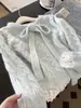 Estilo Coreano Encaje Patchwork Falso Dos Piezas Lazo Azul Suéter Mujer Otoño Invierno Punto de Alta Gama Top Tendencia